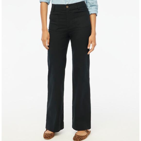 J.Crew Lizzie High Rise Patch Pocket Wide Leg Pant Classic Black US 32 NWT - Picture 1 of 13